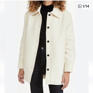 🆕Club Monaco Quilted Boucle Shirt Jacket | Egret | Size XL —BNWT